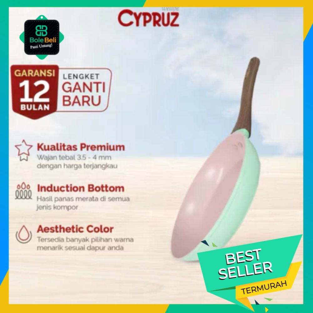 Cypruz Color Marble Fry Pan | Wajan Penggorengan 22 CM