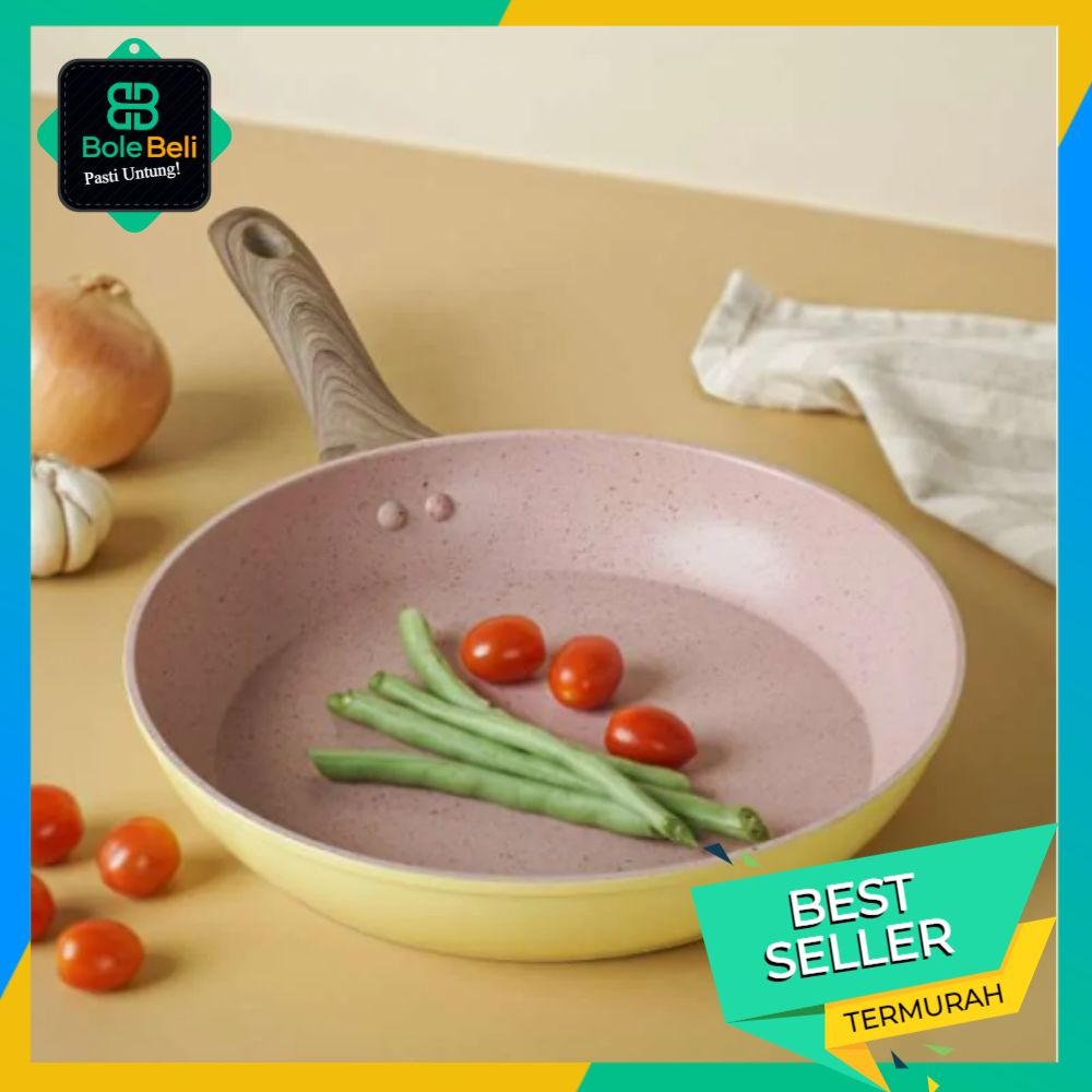 CYPRUZ Colorful Marble Fry Pan 24CM Yellow | Penggorengan Anti Lengket