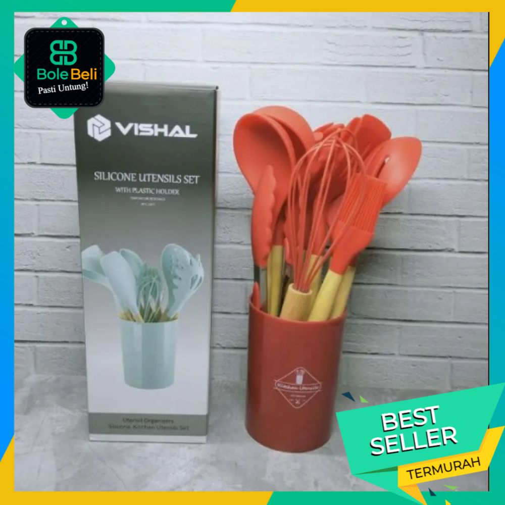 VISHAL Spatula Set Silikon Tahan Panas 12Pcs Silikon Utensils Plastik