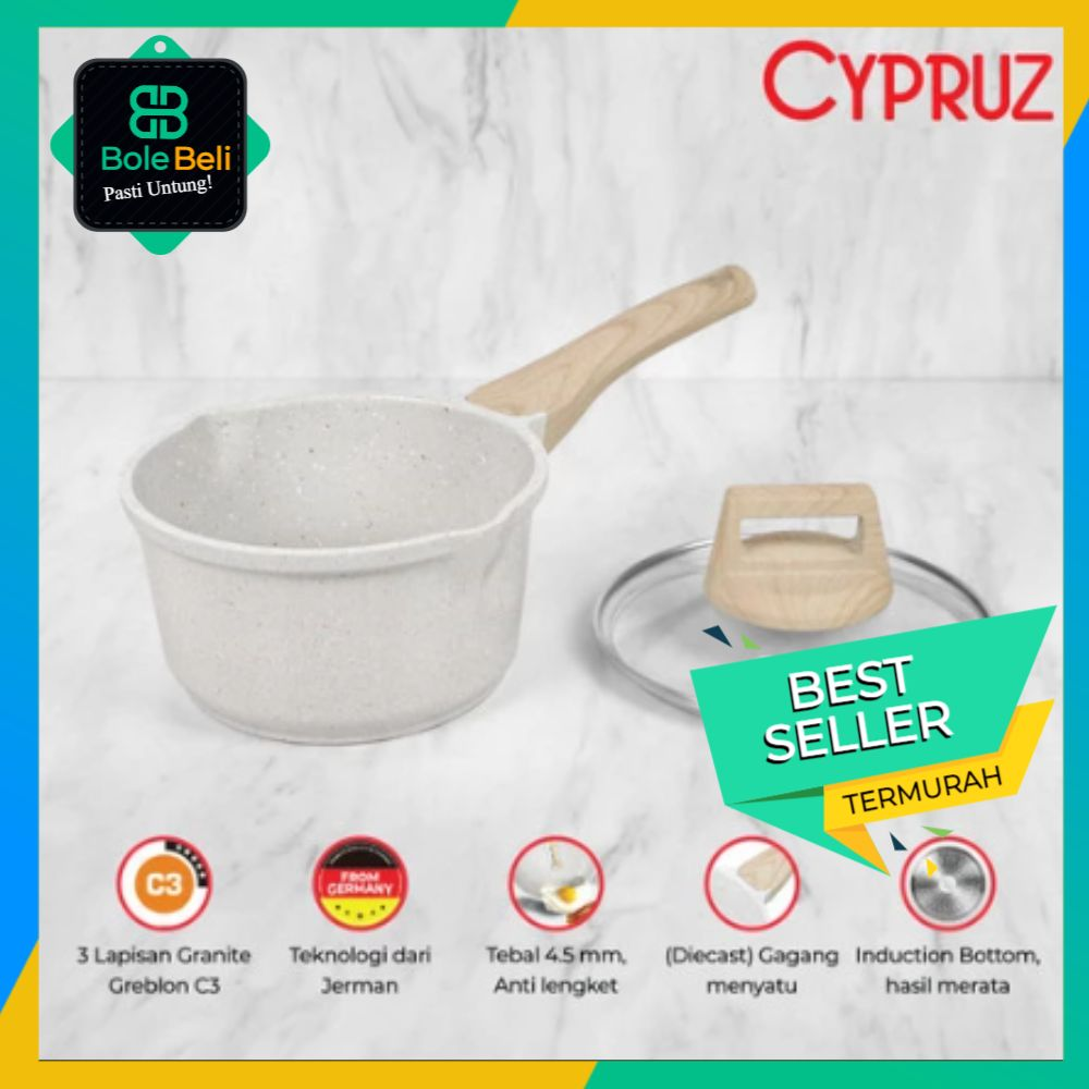 CYPRUZ White Granite Diecast Series Sauce Pan Panci Induksi 16 CM